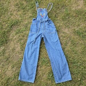Vintage 90s Encore Womens Tweety Bird Denim Overalls Size‎ Small WB